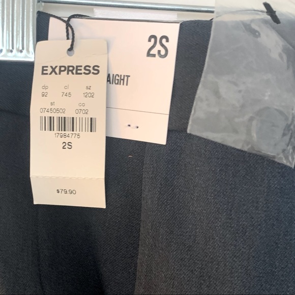 🤍 NWT New Express Cropped Straight High Rise Dark Gray Pants - Picture 6 of 7